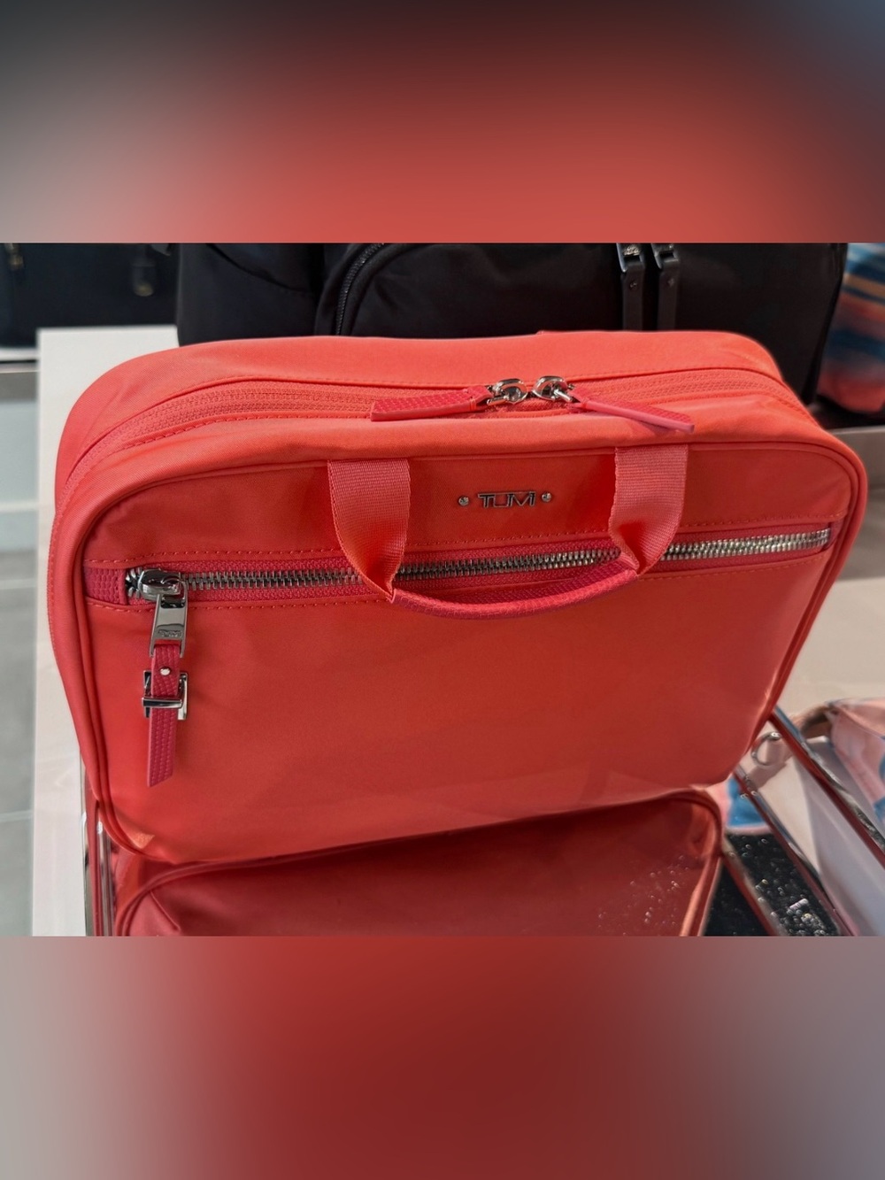NEW TUMI Voyageur MELISSA Zippered Cosmetic Toiletry Bag - BRIGHT CORAL